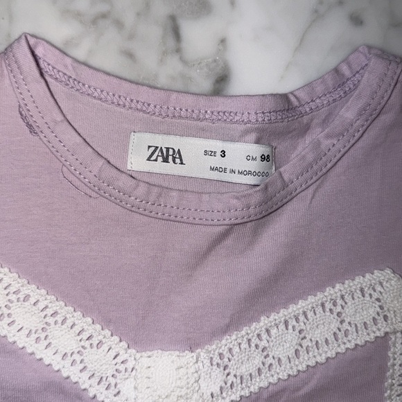 Zara Kids Short Sleeve Tees with Bow - Lavender and Cream Bundle 3Y - Picture 4 of 6